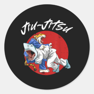 Brazilian Jiu Jitsu Shark and Tiger BJJ Grappling Classic Round Sticker