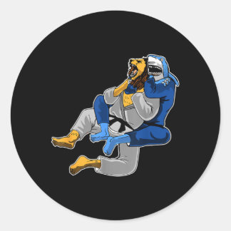 Brazilian Jiu Jitsu Shark Lion Classic Round Sticker