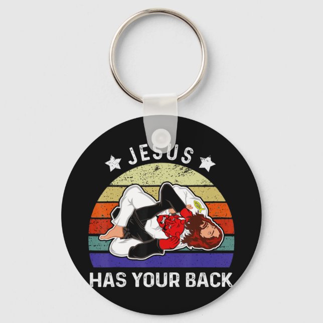 Brazilian Jiu Jitsu Shirt Jesus Shirt Jesus Has Yo Key Ring (Front)