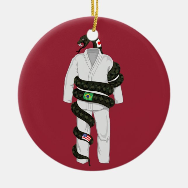 Brazilian Jiu Jitsu Snake Ceramic Tree Decoration (Front)