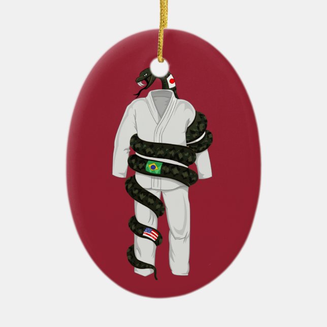 Brazilian Jiu Jitsu Snake Ceramic Tree Decoration (Front)