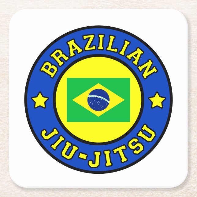 Brazilian Jiu Jitsu Square Paper Coaster (Front)