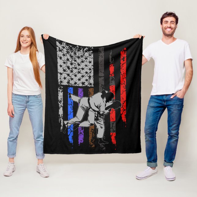 Brazilian Jiu Jitsu Stars & Stripes Rank BJJ Flag Fleece Blanket (In Situ)