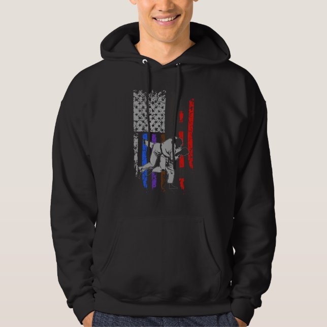 Brazilian Jiu Jitsu Stars & Stripes Rank BJJ Flag Hoodie (Front)