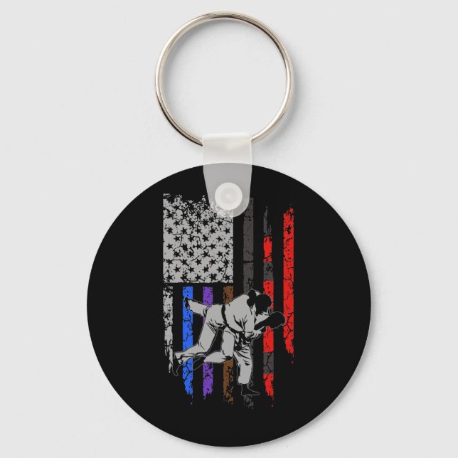 Brazilian Jiu Jitsu Stars & Stripes Rank BJJ Flag Key Ring (Front)