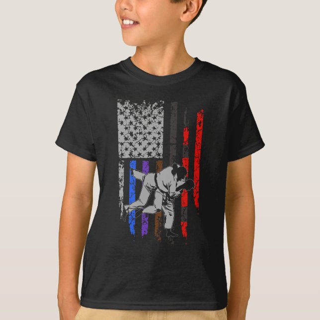Brazilian Jiu Jitsu Stars & Stripes Rank BJJ Flag T-Shirt (Front)