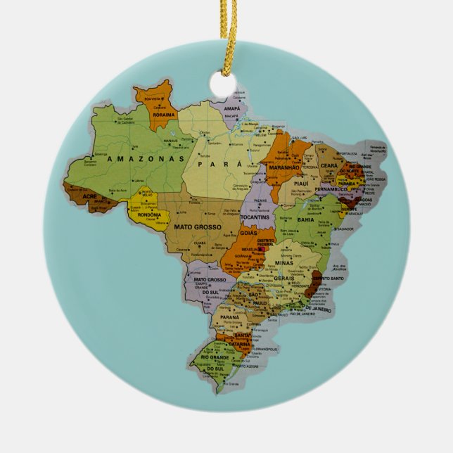Brazilian Map Ceramic Tree Decoration (Front)
