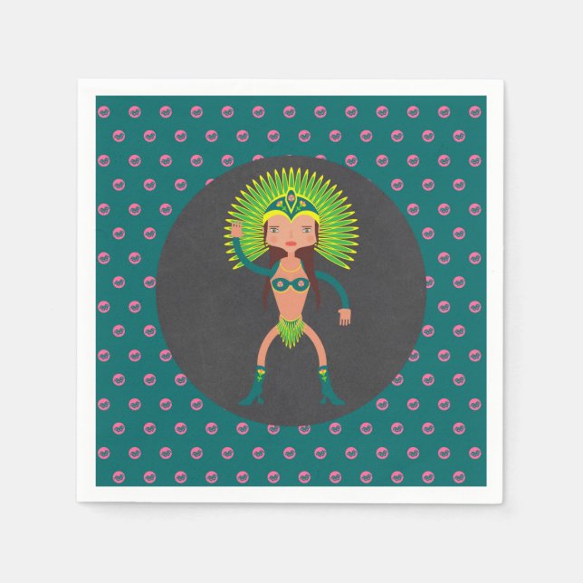 Brazilian Samba girl Birthday Party Napkin (Front)