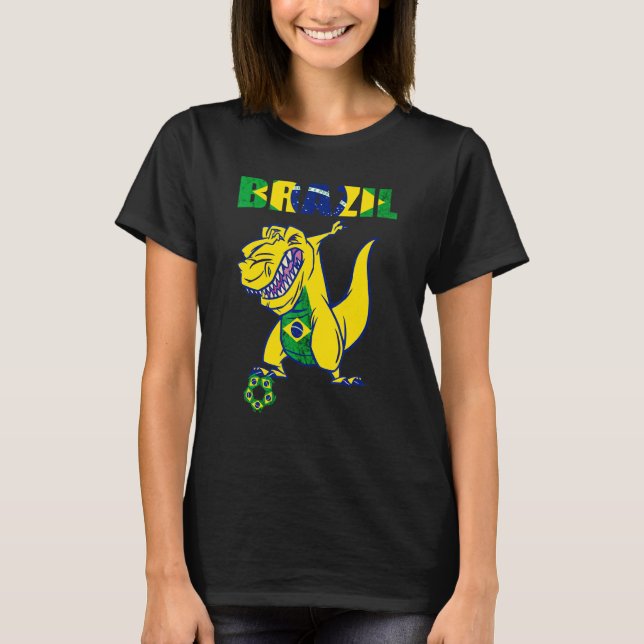 Brazilian Soccer Player Rex Dino Brazilian Flag Br T-Shirt (Front)