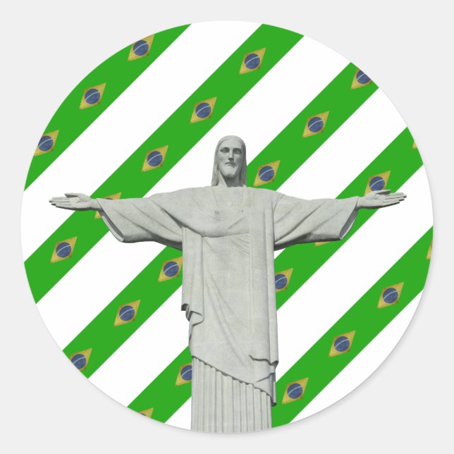 Brazilian stripes flag classic round sticker (Front)
