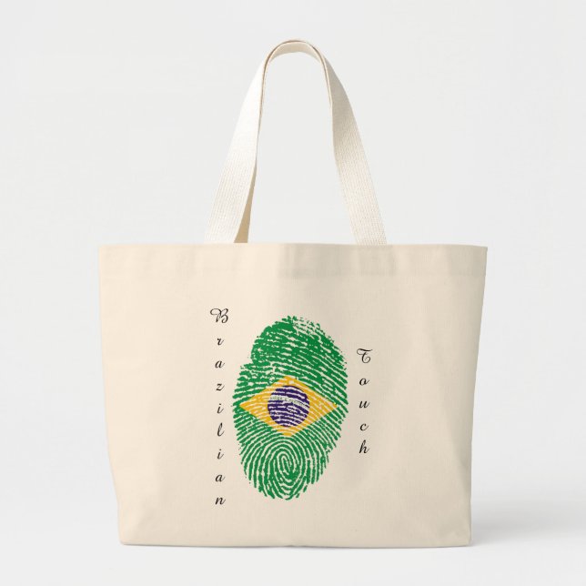 Brazilian touch fingerprint flag large tote bag (Front)