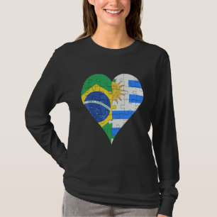 Brazilian Uraguyan Flag Heart T-Shirt