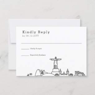 Brazilian Wedding   Stylised Skyline RSVP Card
