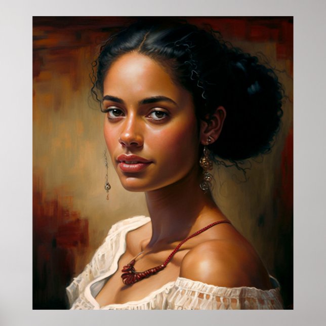 Brazilian Woman Portrait Oil Painting Poster (Front)
