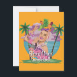 Brazillian bombshell postcard<br><div class="desc">Carmen Miranda with palm tree background and 'Brazillian Bombshell' slogan.</div>