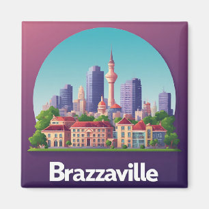 Brazzaville Cityscape With Historic Cathedral Magnet