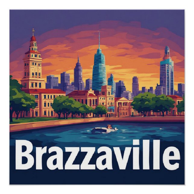 Brazzaville Cityscape With Historic Cathedral Poster (Front)