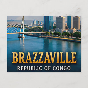 Brazzaville Congo River and Vibrant City Life Postcard
