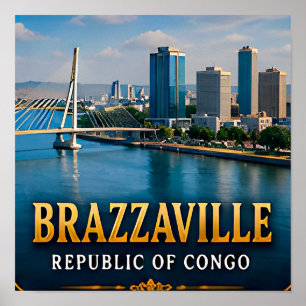 Brazzaville Congo River and Vibrant City Life Poster