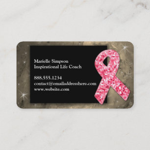 BRCA Pink Glitter Breast Cancer Survivor Coach Bu Business Card