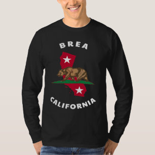 Brea California CA Flag and Bear Badge Souvenir T-Shirt