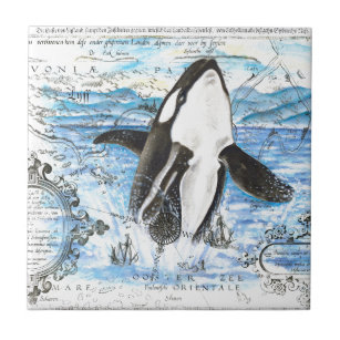 Breaching Orca Ancient Map Tile