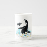 Breaching Orca whale doodle Ink