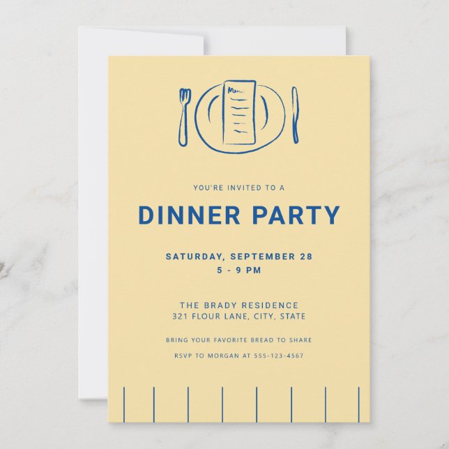 Bread and Butter Dinner Party Invitation (Front)