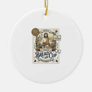 Bread And Cup Jesus Communion Christian Faith Vint Ceramic Tree Decoration