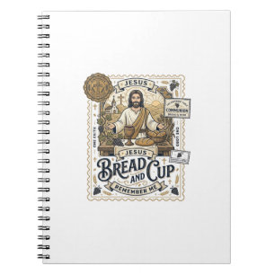 Bread And Cup Jesus Communion Christian Faith Vint Notebook