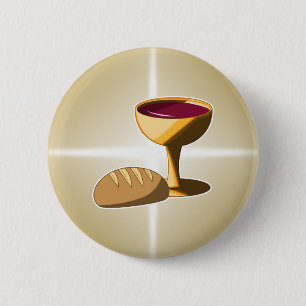 Bread and Wine Easter Passover Holy Communion 6 Cm Round Badge