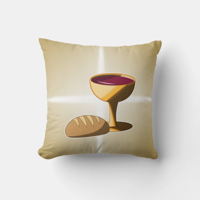 Bread and Wine The Last Supper Easter Communion Cushion (Front)