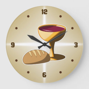 Bread and Wine The Last Supper Easter Communion Large Clock