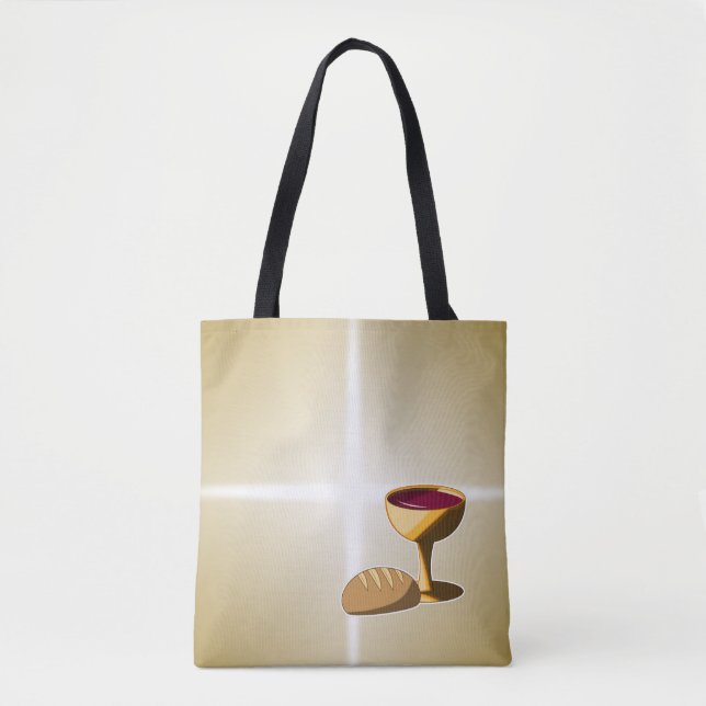 Bread and Wine The Last Supper Easter Communion Tote Bag (Front)