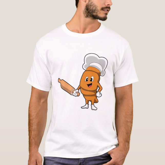 Bread as Cook with Rolling pin T-Shirt (Front)