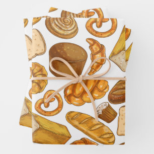Bread Baker and Bakery Tiled Pattern  Wrapping Paper Sheet