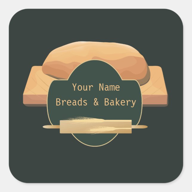 Bread Bakery Custom 3" Product Square Sticker (Front)