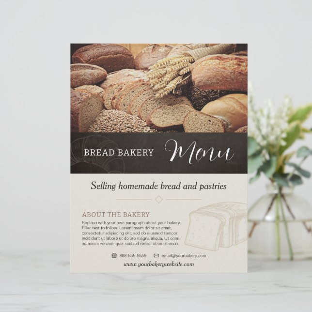 Bread Bakery Menu Brochure Flyer Template (Standing Front)