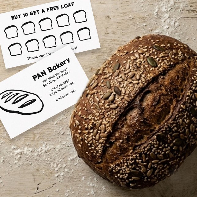 Bread Bakery Sourdough CUSTOM Hand-drawn Rewards  Loyalty Card (Bread Bakery Sourdough CUSTOM Hand-drawn Rewards Loyalty Card
)