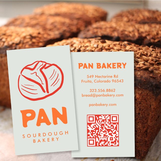 Bread Bakery Sourdough CUSTOM QR Hand-drawn Business Card (Bread Bakery Sourdough CUSTOM QR Hand-drawn Business Card
)