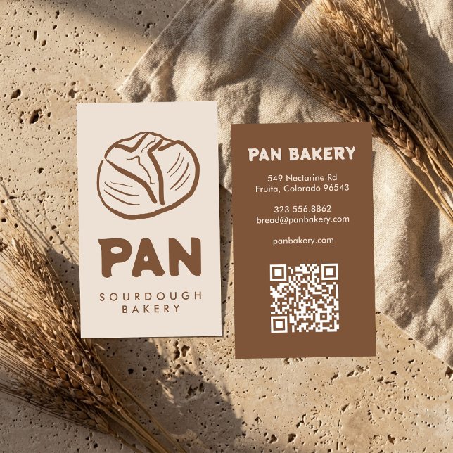 Bread Bakery Sourdough CUSTOM QR Hand-drawn Business Card (Bread Bakery Sourdough CUSTOM QR Hand-drawn Business Card
)