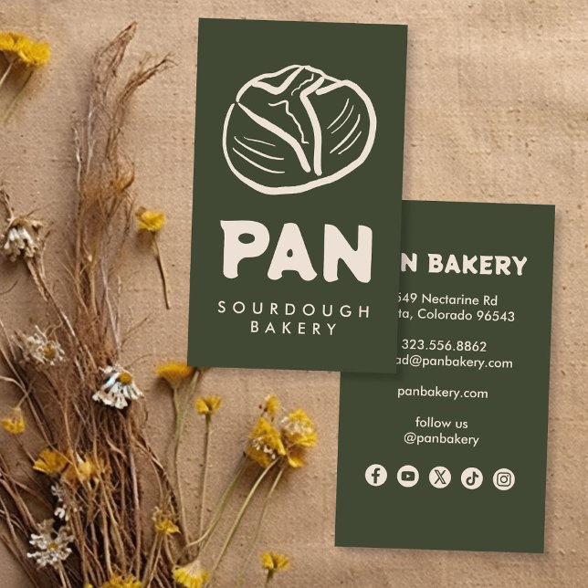 Bread Bakery Sourdough CUSTOM Socials Hand-drawn Business Card (Bread Bakery Sourdough CUSTOM Socials Hand-drawn Business Card
)