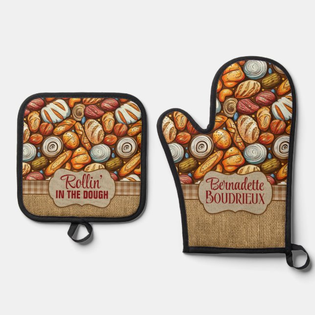 Bread Baking  Oven Mitt & Pot Holder Set (Front)