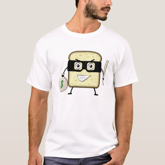 Bread Bandit - Funny Character Illustration  T-Shirt (Front)