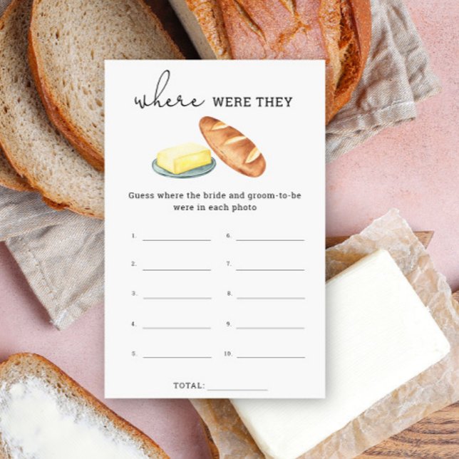 Bread & Butter, Where were they bridal shower game (Creator Uploaded)