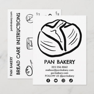 BREAD Care Card Instructions Sourdough Bakery Card