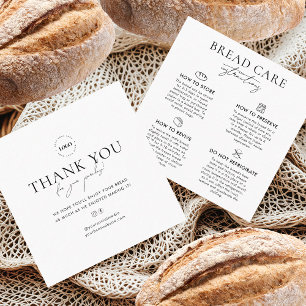 Bread Care Instructions Custom Logo Thank You Square Business Card