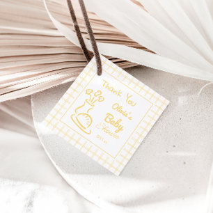 Bread Floral Vase Hand Drawn Neutral Baby Shower Favour Tags