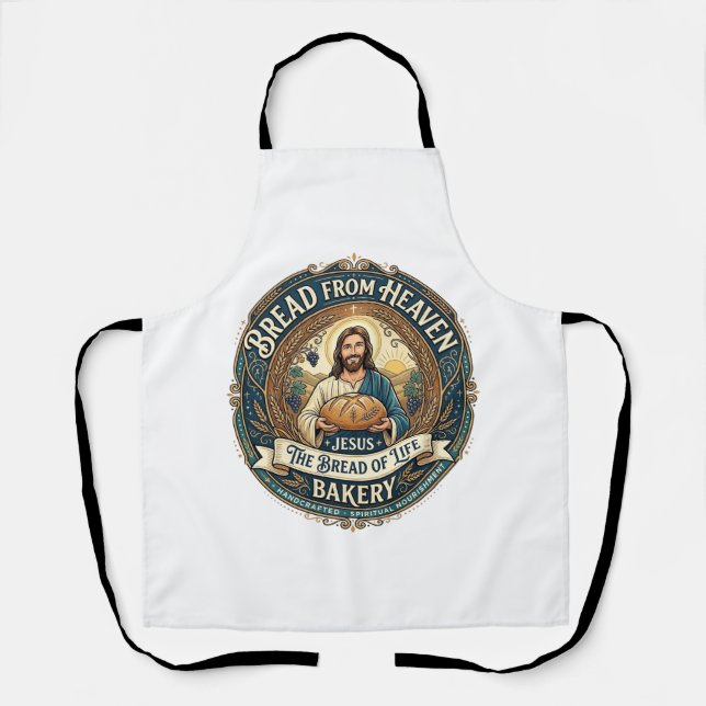 Bread From Heaven Jesus Bread Life Bakery Christia Apron (Front)
