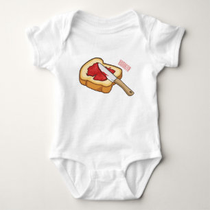 Bread & jam cartoon illustration  baby bodysuit